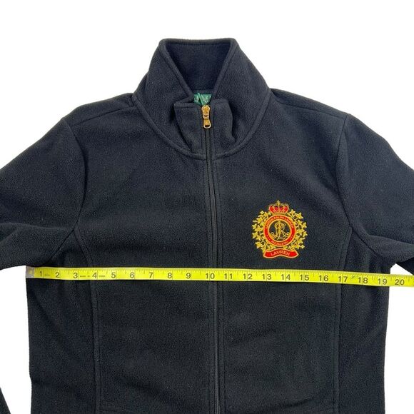 Lauren By Ralph Lauren Women's Black Crest Full Zip Fleece Jacket Size Medium - Picture 6 of 8